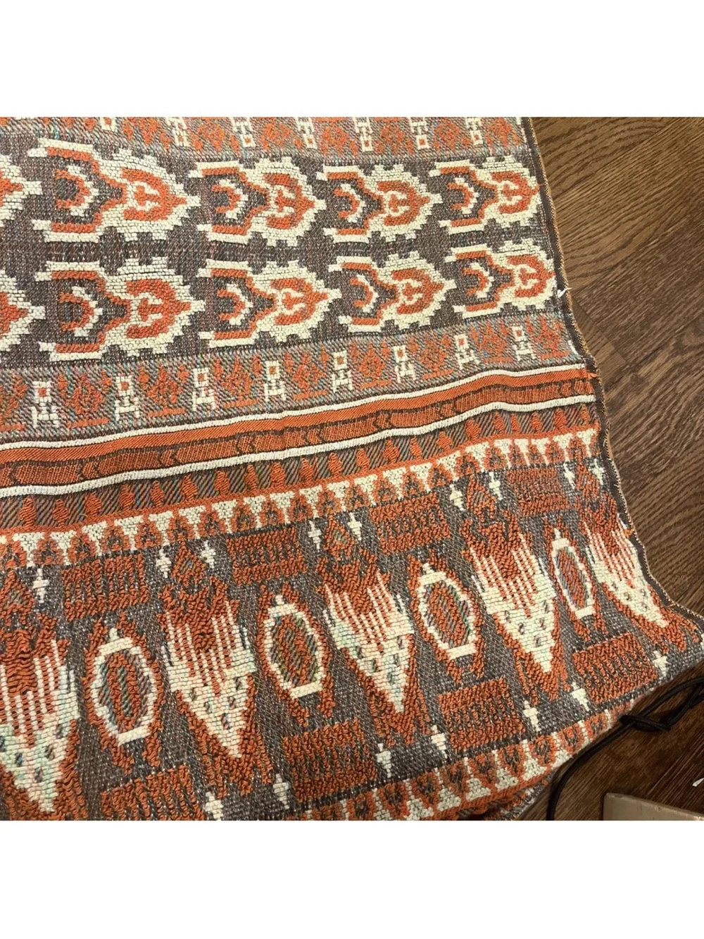 Vintage 1960s AZTEC FRINGE Bates Tapestry Bedspread MCM Retro Boho Queen Blanket